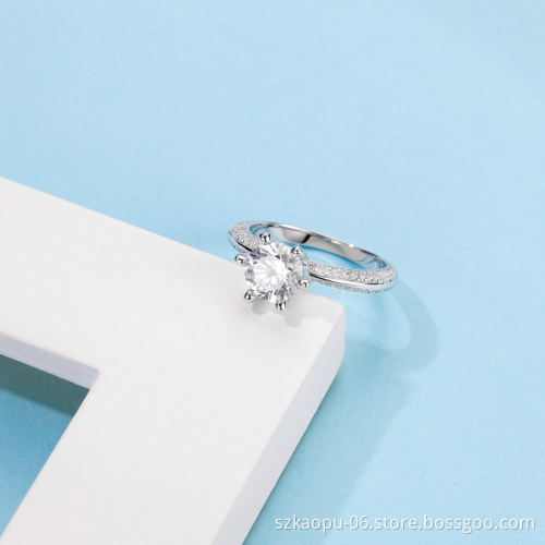 New Arrival S925 Silver Six-prongs Setting Large Moissanite Multiple Diamonds Wedding Engagement Women Gemstone Ring